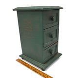 Vintage APOTHECARY CABINET 3-Drawer SPICE RACK Old Green over Older Red Paint