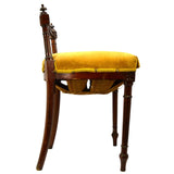 Antique VICTORIAN VANITY CHAIR Low-Back PIANO STOOL Ornate CARVED HARDWOOD c19th