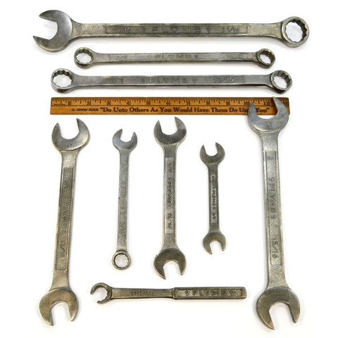 Vintage PLUMB/PLOMB OPEN, BOX-END & COMBINATION WRENCH Lot of 9 Pebble Wrenches