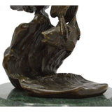 Vintage BRASS-BRONZE STATUE on Marble Base 'EAGLE CLUTCHING FISH' Signed "CHOPE"
