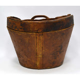 Antique LEATHER TOP HAT BOX by "YOUNG BROS." of NY w/ ORIGINAL MONEY ORDER TAGS