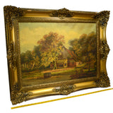 Original Art OIL ON CANVAS PAINTING Unknown Artist "JAADV.KREATEN"? Ornate Frame