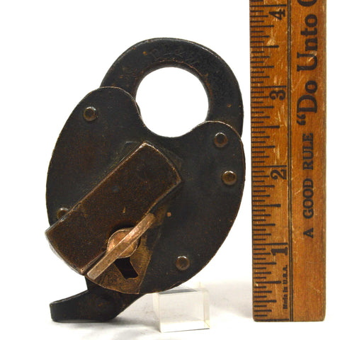 Antique HTF-RARE BRASS PADLOCK DL&W by "FRAIM" with Keyhole Cover & WORKING KEY!