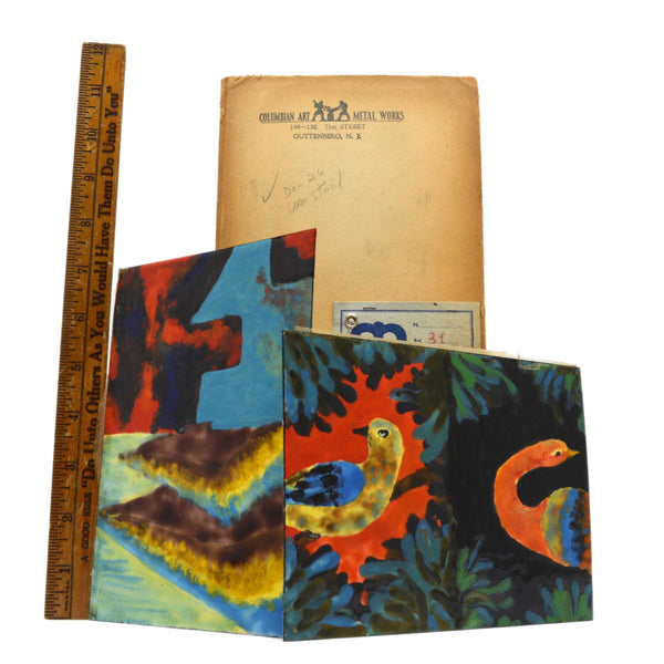 Antique SALESMAN SAMPLE(?) Painted Tile/Panel "COLUMBIAN ART METAL WORKS" (7of8)