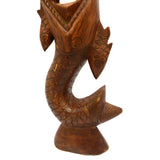 Vintage HAND-CARVED WOOD MERMAN WALL-HANGING 25" Hardwood Man/Fish Statue UNIQUE