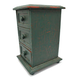 Vintage APOTHECARY CABINET 3-Drawer SPICE RACK Old Green over Older Red Paint