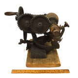 Antique "McCORMICK" SICKLE BLADE SHARPENING Gear Crank Stone Grinder STEAMPUNK