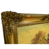 Original Art OIL ON CANVAS PAINTING Unknown Artist "JAADV.KREATEN"? Ornate Frame