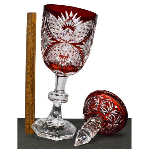 Vintage RUBY RED 'CUT-TO-CLEAR CRYSTAL' GOBLET Signed "BARTHMANN 1978 100/53"