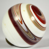 Vintage MARBLE SHIFT KNOB 2" Slag Glass SPIRAL '9' SWIRL Red/White/Tan + ADAPTER