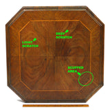 Antique VICTORIAN HARDWOOD PEDESTAL TABLE 18x18 Square CARVED & INLAID Claw Feet