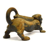 Vintage CAST IRON DACHSHUND BOOT SCRAPER 15" Doorstop SHOE SCRAPE Superb Patina!