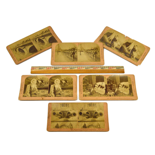 Antique STEREOSCOPE CARD Lot of 6 "JAMES M DAVIS" STEREOVIEWS Kilburn c1891-1905