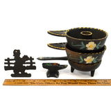 Vintage MINIATURE CAST IRON LOT of 6 + ALUM. ANVIL SHAKER! 3-Signed JOHN WRIGHT