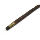 Antique HAND CARVED WOOD CANE Silver Name-Tag FOLK ART WALKING STICK Eagle & Men