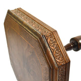 Antique VICTORIAN HARDWOOD PEDESTAL TABLE 18x18 Square CARVED & INLAID Claw Feet