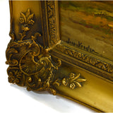 Original Art OIL ON CANVAS PAINTING Unknown Artist "JAADV.KREATEN"? Ornate Frame