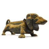 Vintage CAST IRON DACHSHUND BOOT SCRAPER 15" Doorstop SHOE SCRAPE Superb Patina!