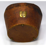 Antique LEATHER TOP HAT BOX by "YOUNG BROS." of NY w/ ORIGINAL MONEY ORDER TAGS