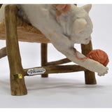 Vintage CAPODIMONTE 9" PORCELAIN 'CAT ON CHAIR' Ceramic Art Pottery "G. ARMANI"