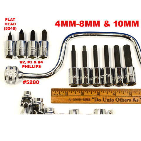 New STANLEY-PROTO 56-Piece SOCKET SET #J52226 (Missing 1) METRIC 3/8" Dr., 12-PT