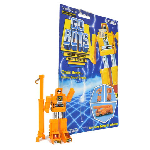 Vintage TONKA GOBOTS "CRANE BRAIN" #24 Enemy ROBOT CRANE w/ ORIGINAL CARD-BACK!!