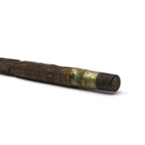 Antique HAND CARVED WOOD CANE Silver Name-Tag FOLK ART WALKING STICK Eagle & Men