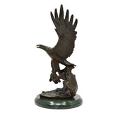 Vintage BRASS-BRONZE STATUE on Marble Base 'EAGLE CLUTCHING FISH' Signed "CHOPE"