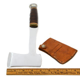 Vintage KA-BAR HUNTING/CAMPING HATCHET Stacked Leather RIVER MOTIF SHEATH Axe/Ax