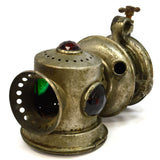 Antique ROSE MFG CO KEROSENE BIKE LAMP 3 Faceted Glass Jewels *FOR PARTS/REPAIR*