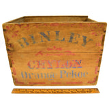 Vintage BINLEY WOODEN TEA CRATE Wood Box (NO Lid) ORANGE PEKOE Sri Lanka CEYLON