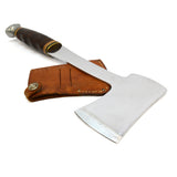 Vintage KA-BAR HUNTING/CAMPING HATCHET Stacked Leather RIVER MOTIF SHEATH Axe/Ax