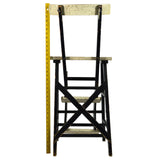 Vintage KITCHEN STEP STOOL CHAIR Wood Chair w/ 2 FLIP-OUT STEPS Old B&W PAINT!