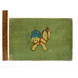 VTG/Antique WOOD TRINKET CHEST Old Green WOODEN FOLK ART BOX Hand-Painted Horse