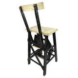 Vintage KITCHEN STEP STOOL CHAIR Wood Chair w/ 2 FLIP-OUT STEPS Old B&W PAINT!