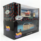 Lot of 2 HOT WHEELS DIECAST CARS 1:18 Scale SANTA SLIGHTLY MODIFIED +Merc Woodie