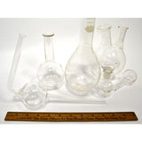 Mixed PYREX & KIMAX LAB GLASS Lot of 6 ROUND-BOTTOM FLASKS Pear 2-NECK Florence+