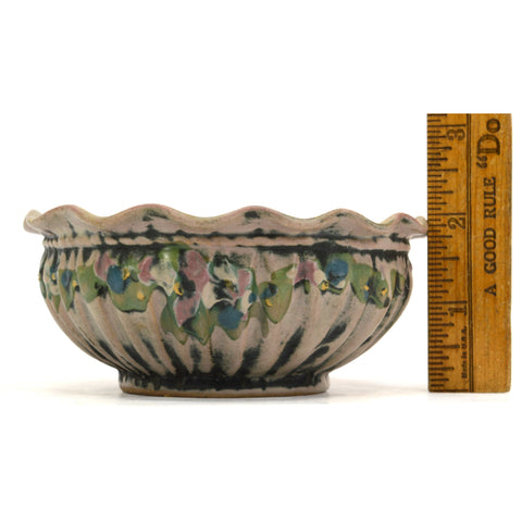 Antique WELLER POTTERY LOUELLA FINGER BOWL 4-1/2" Ruffle Lip MATTE GLAZED c.1915