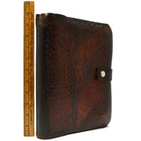 Vintage ITALIAN BIBLE COVER 8x11 Tooled Leather "SANTA BIBLIA" Snap Button "SM"
