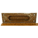Antique CAST IRON DOOR HARDWARE Salvaged "LETTERS" PASS-THRU SLOT Ornate PATINA!