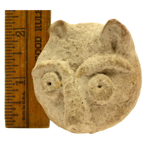 Ancient PRE-COLUMBIAN INDIAN WARRIOR HEAD Small 2" Pottery Shard TAINO or MAYAN
