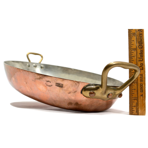 Vintage HAMMERED COPPER AU-GRATIN/FISH PAN by "BRIDGE KITCHENWARE" France 10X16