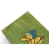 VTG/Antique WOOD TRINKET CHEST Old Green WOODEN FOLK ART BOX Hand-Painted Horse