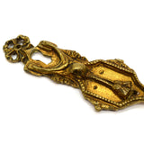 Antique BRASS/BRONZE ESCUTCHEON 6.75" Vertical KEYHOLE COVER w/ TASSELS MOTIF