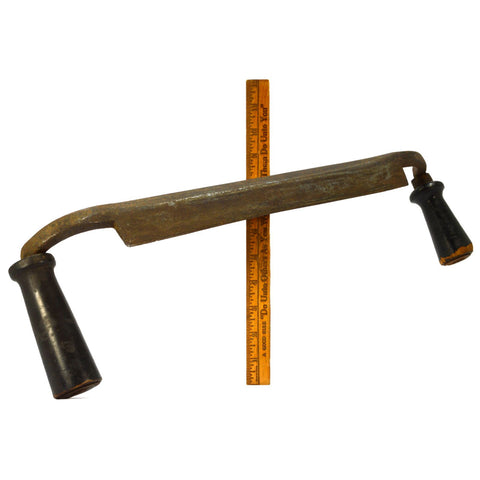 Antique LARGE 'SMALL-OFFSET' DRAW KNIFE 14" Blade JAPANNED WOOD HANDLES c.1850