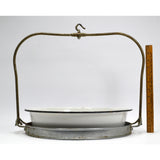 VTG/Antique PORCELAIN PRODUCE TRAY-PAN-BOWL for Hanging Scale with HOOK & FRAME!