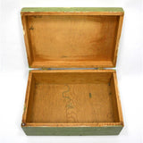 VTG/Antique WOOD TRINKET CHEST Old Green WOODEN FOLK ART BOX Hand-Painted Horse