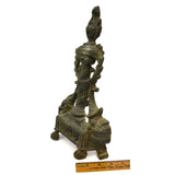Antique SALVAGED BRASS ANDIRON FRONT (1-Piece Only) 13" Tall ART NOUVEAU FIREDOG