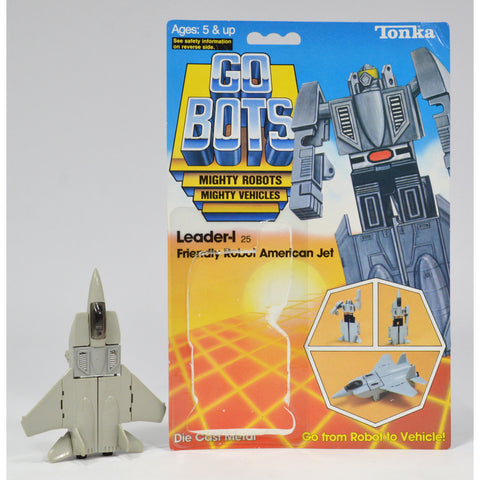 Vintage TONKA GOBOTS "LEADER-1" Gray Jet Plane MR-25 + ORIGINAL CARD-BACK! c1983