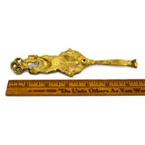 Antique BRASS/BRONZE ESCUTCHEON 6.75" Vertical KEYHOLE COVER w/ TASSELS MOTIF